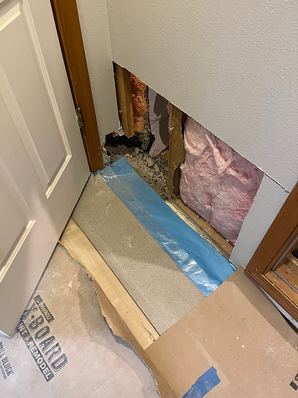 Day 1 - drywall cut out, flooring