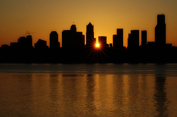 Sunrise over Downtown Seattle, June 2008