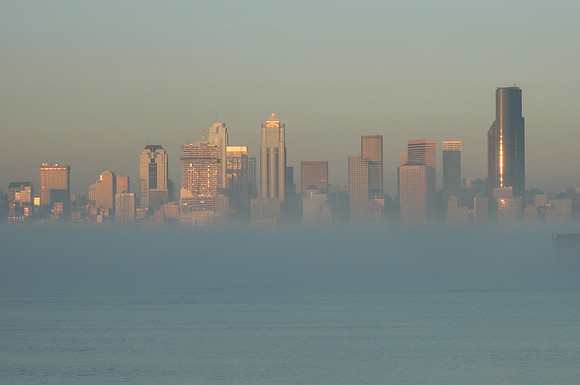 Foggy Seattle skyline